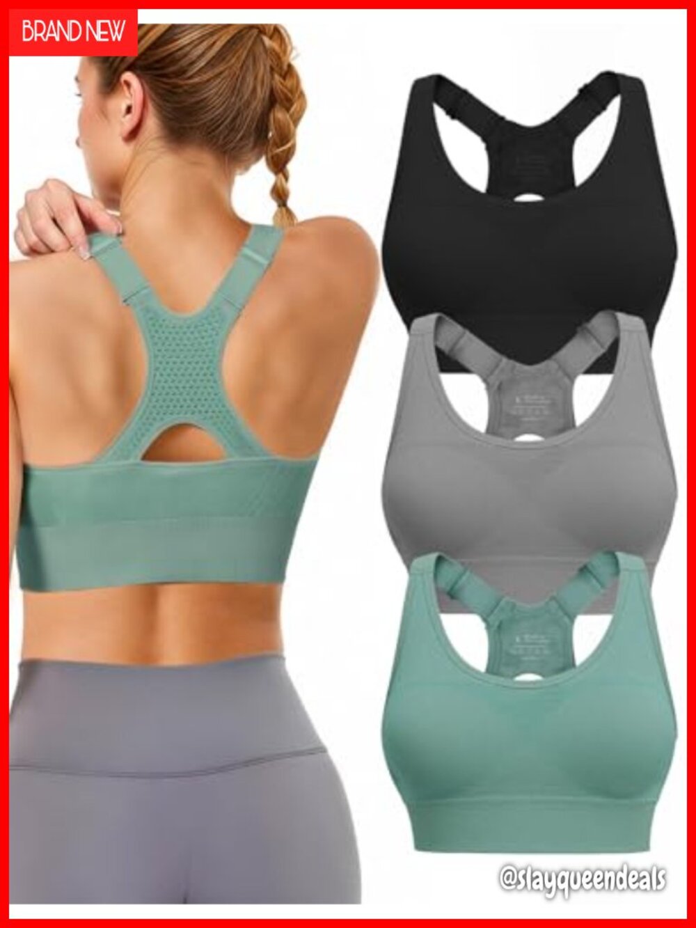 Adjustable High Support Sports Bra Padded Racerback Wire Free Full Coverage